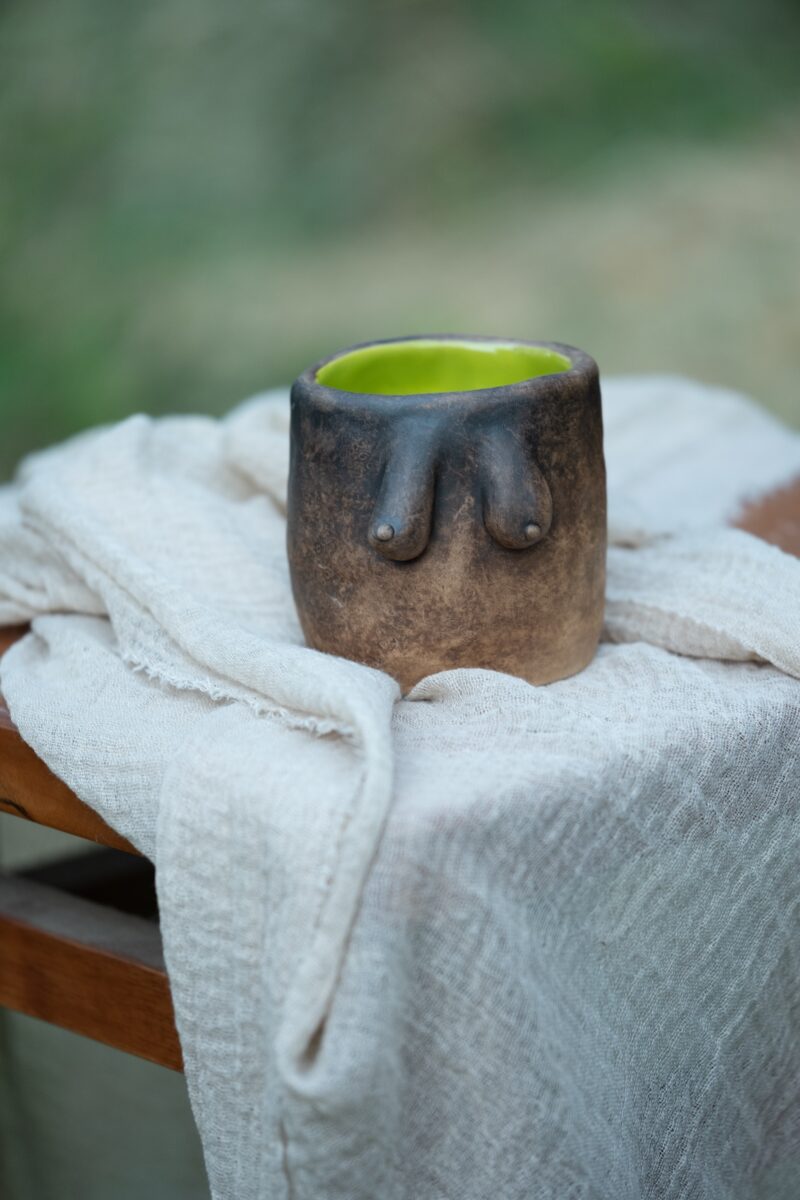 Hand build ceramics mug (functional) glazed with breastmilk