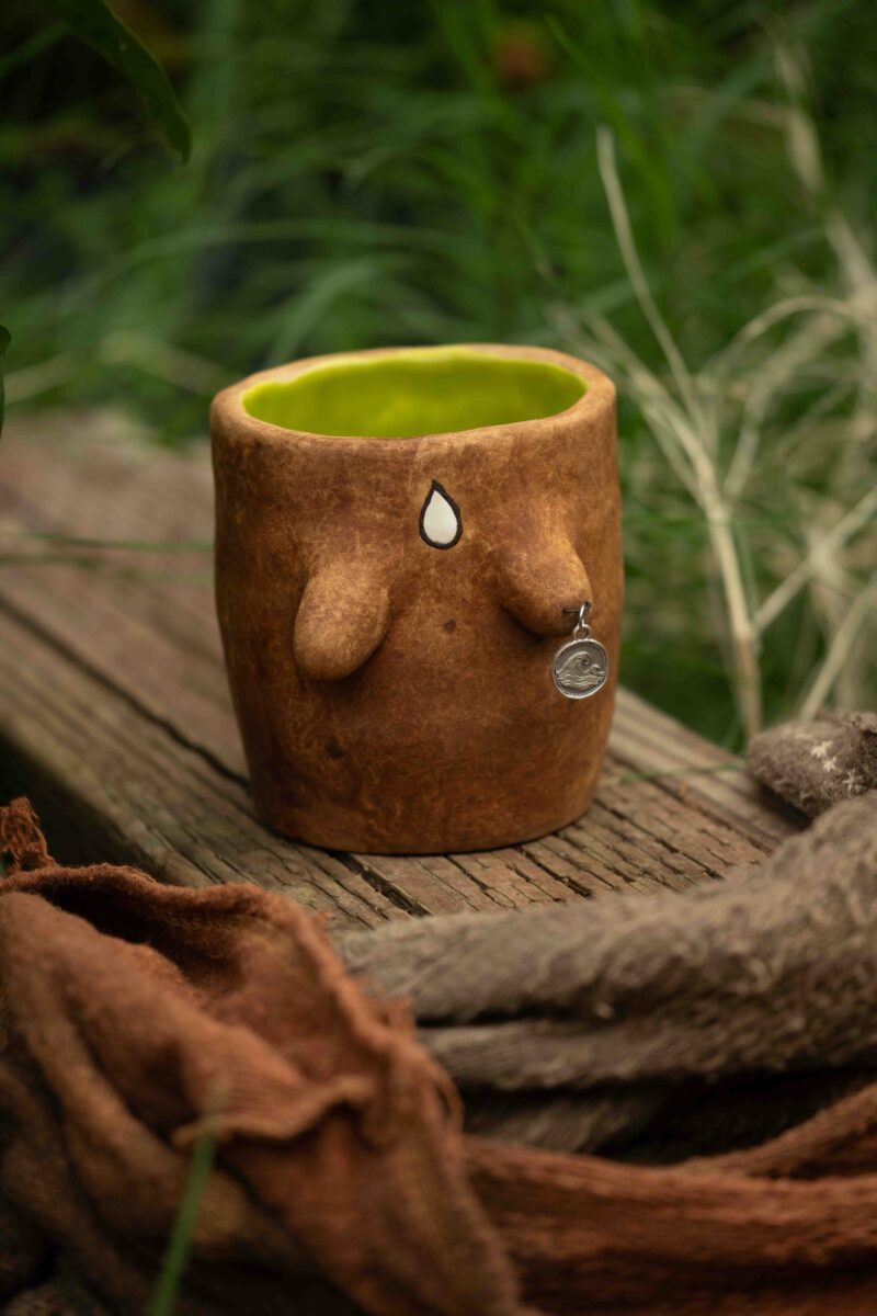 Handbuilt ceramics mug (functional) glazed with breastmilk