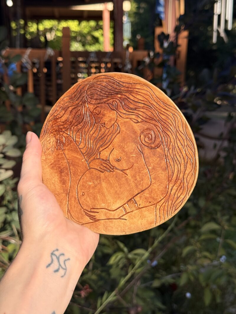 6”x6” Round clay dish/plate/wall hanging/altar piece glazed with breastmilk